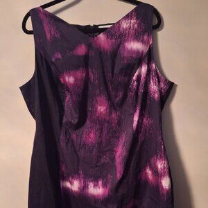 Tahari Knee Length Black & Purple 2X Dress